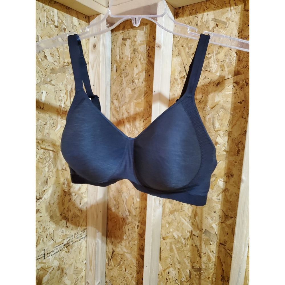 Bra 2XL Hanes Signature Women's Comfort NEW Wireless Padded Black Mesh On Sides